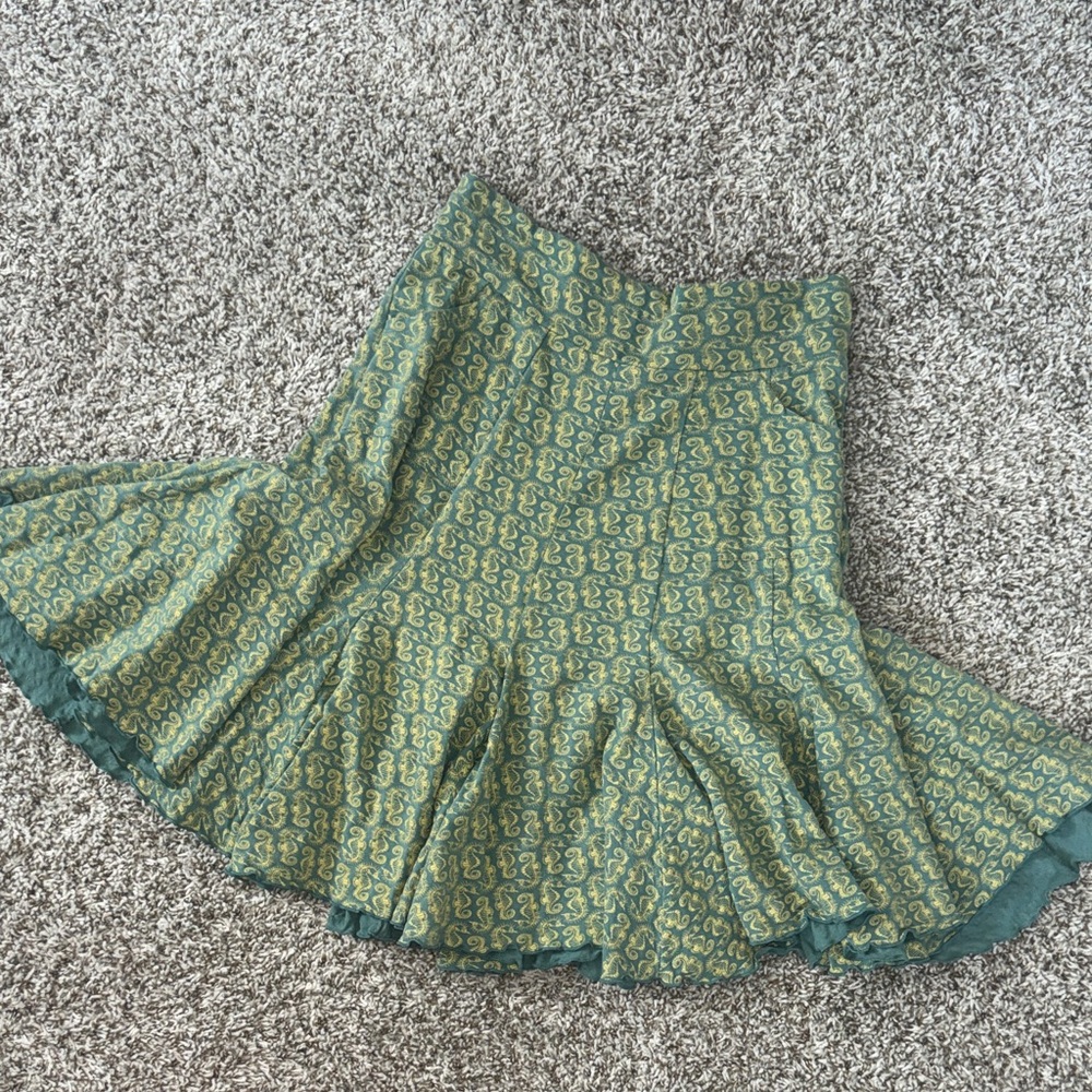 Effie's Heart Green and Yellow Patterned Circle Skirt